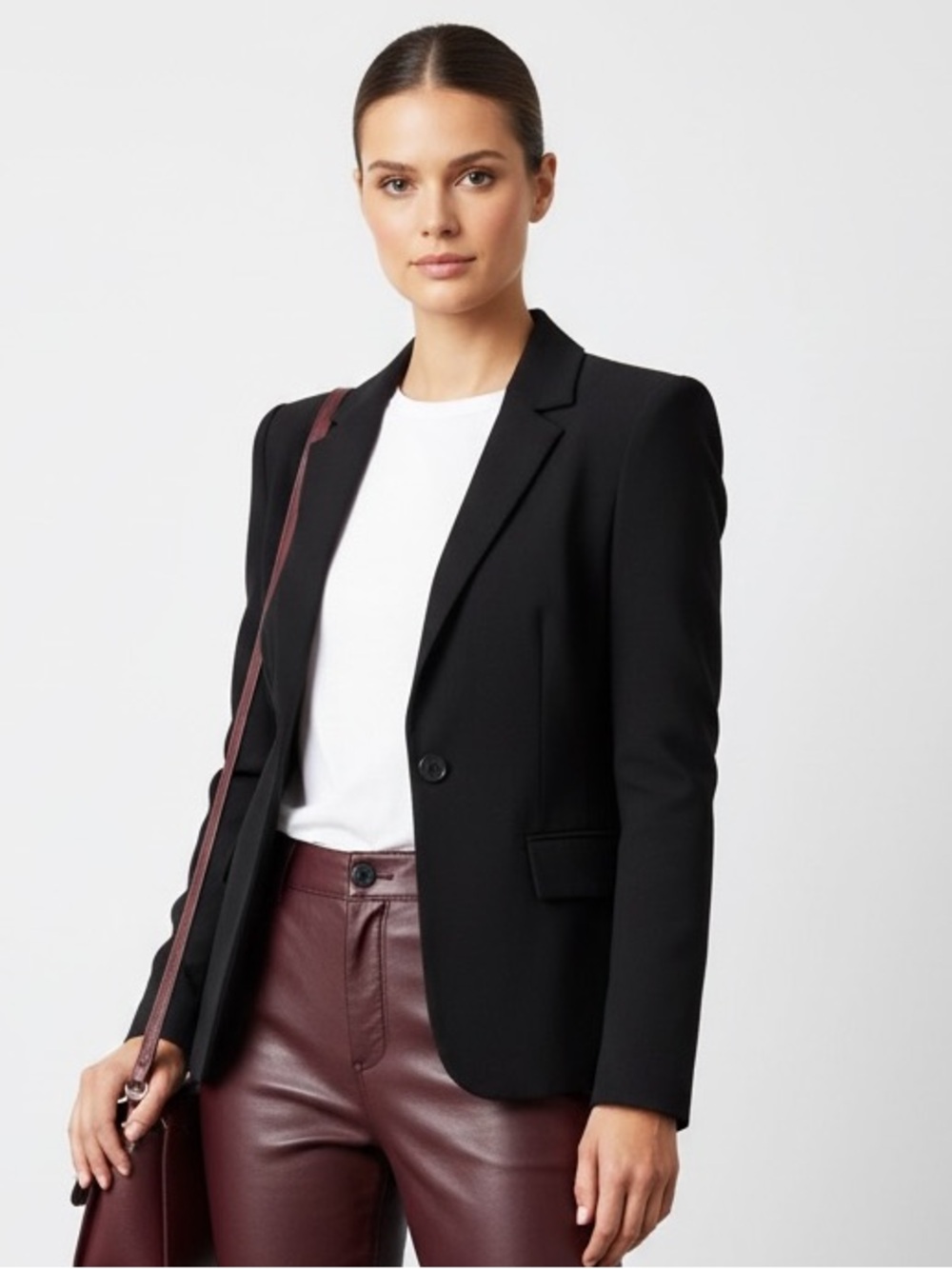 **Reese + Riley Black Tailored Scalloped Blazer One Button Sz 6